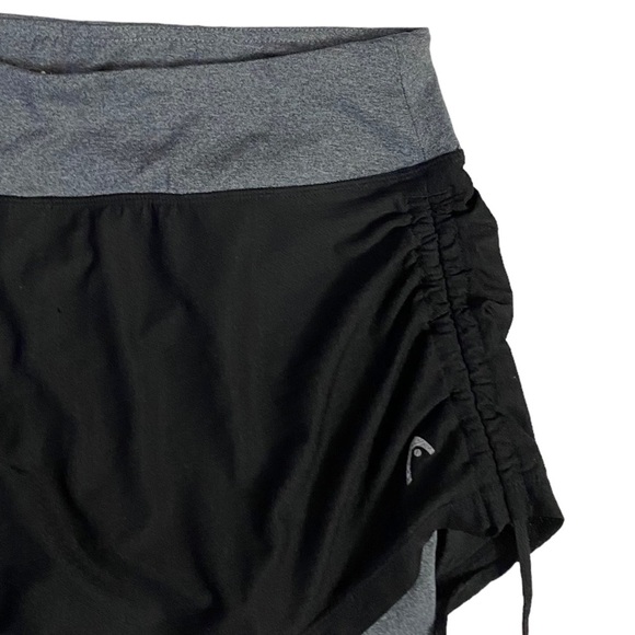 Head Skort Gray Shorts Black Skirt Tie Detail Stretchy Wide Waistband Large L - Picture 6 of 12